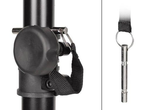 Boston BS-090-BK Стойка за тонколона – Регулируема стоманена стойка, 125–200 см, предпазен щифт, гумени крачета