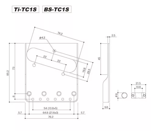 BS-TC1-AC Gotoh Master Relic Collection bridge for e-guitar, Teaser,  pitch 10,8mm, brass "In-tune" saddles, aged chrome