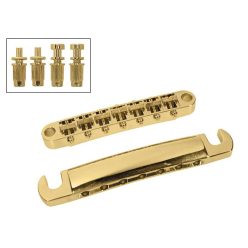   BT-167-G Boston  bridge and tailpiece set, 7-string, with studs, 16" radius, stringspacing 62,6mm, goldplated