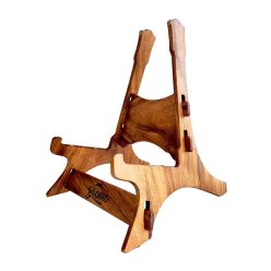   BZS1 Bromo Blanc Series solid Trembesi wooden guitar stand, with cork supports (large logo at front of the stand)