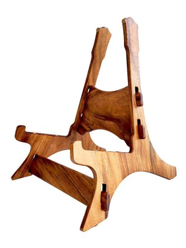 BZS1R Bromo Blanc Series solid Trembesi wooden guitar stand with cork supports (small logo at back of the stand)