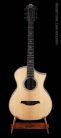 BZS1 Bromo Blanc Series solid Trembesi wooden guitar stand, with cork supports (large logo at front of the stand)