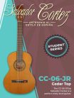 CC-06-JR Salvador Cortez Student Series classic guitar, cedar top, agathis b&s, satin finish, 3/4 junior model, 580mm