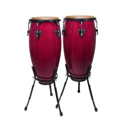   CNG-25-WR Hayman  conga set, 10"+11", hardwood, with basket style stand, winered