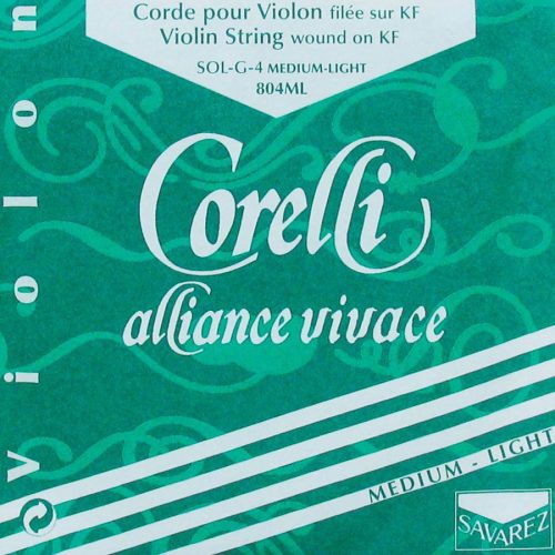 CO-804-ML Corelli Alliance Vivace violin string G-4 4/4,medium light, alliance KF, aluminum-silver alloy