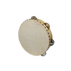   Hayman CSN-0806 – Tamburin 8", 5 Schellen, Holzrahmen, Naturfell