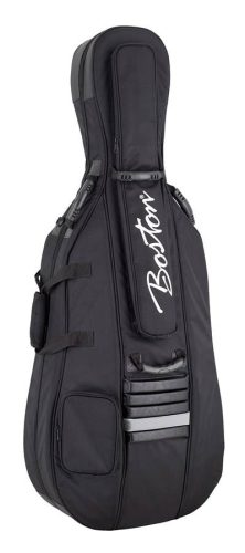 CT-1044 Boston  deluxe cello bag 4/4, black 1680D nylon, 25mm polyethylene foam padding with luxe velour interior