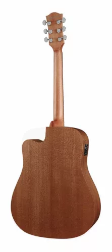 Richwood D-50-CE Master Series handgefertigte Cutaway-Dreadnought – massive Mahagoni-Decke, Mahagoni-Korpus, Satin Open-Pore, Fishman Isys+, Knochensattel, Derjung Deluxe Mechaniken
