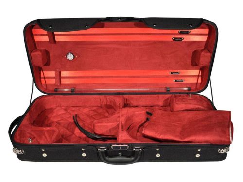 DC-160-BR Leonardo  double case, for 2 violins, wood, 2 straps, black, red