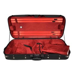   DC-180-BR Leonardo  double case, for 1 violin, 1 viola, wood, 2 straps, black and red