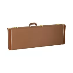   DGC-ST-BR Boston California Series electric guitar case brown tolex + brown leatheroid, gold hardware, crushed green velvet interior