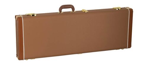 DGC-ST-BR Boston California Series electric guitar case brown tolex + brown leatheroid, gold hardware, crushed green velvet interior