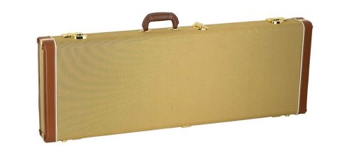 DGC-ST-VT Boston California Series electric guitar case vintage tweed + brown leatheroid, gold hardware, crushed green velvet interior