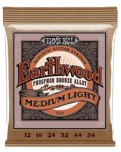 EB-2146 Ernie Ball Earthwood string set acoustic, phosphor bronze, medium light, 012-016-024w-032-044-054