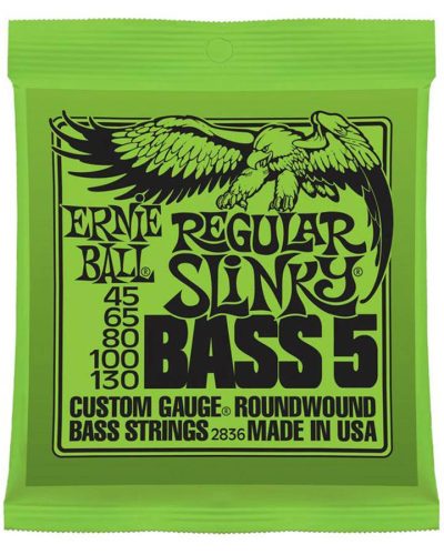 EB-2836 Ernie Ball  string set 5-string bass, roundwound longscale, regular slinky, 045-065-080-100-130