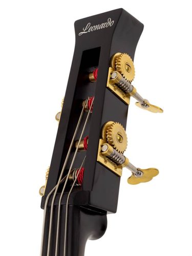 Leonardo EB-50-BK E-Kontrabass – aktiver Tonabnehmer, modernes Design, Stahlstachel, verstellbarer Steg, Tasche, Bogen, Kopfhörer