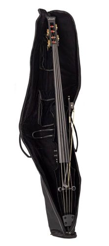 Leonardo EB-50-BK E-Kontrabass – aktiver Tonabnehmer, modernes Design, Stahlstachel, verstellbarer Steg, Tasche, Bogen, Kopfhörer