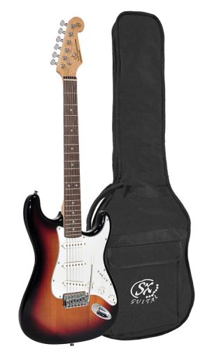 ED1/3TS SX Standard Series electric guitar, with 3 single coil pickups and vintage tremolo, bag, sunburst