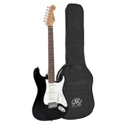   ED1/BK SX Standard Series electric guitar, with 3 single coil pickups and vintage tremolo, bag, black