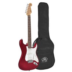   ED1/CAR SX Standard Series electric guitar, with 3 single coil pickups and vintage tremolo, bag, candy apple red