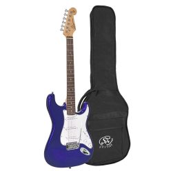   ED1/EB SX Standard Series electric guitar, with 3 single coil pickups and vintage tremolo, bag, electric blue