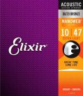 EL-11002 Elixir Nanoweb string set acoustic coated 80/20 bronze, extra light, 010-014-023-030-039-047