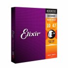 EL-11002 Elixir Nanoweb string set acoustic coated 80/20 bronze, extra light, 010-014-023-030-039-047