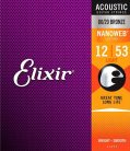 EL-11052 Elixir Nanoweb string set acoustic coated 80/20 bronze, light, 012-016-024-032-042-053