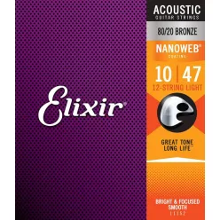   EL-11152 Elixir Nanoweb string set 12-string acoustic coated 80/20 bronze, light 2x010-2x014-023-009-030-012-039-018-047-02
