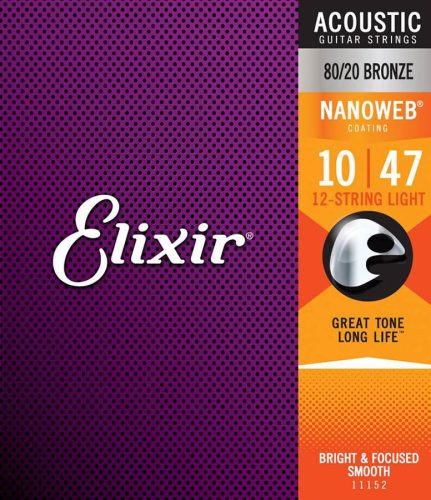 EL-11152 Elixir Nanoweb string set 12-string acoustic coated 80/20 bronze, light 2x010-2x014-023-009-030-012-039-018-047-02