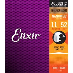  EL-16027 Elixir Nanoweb string set acoustic coated phosphor bronze, custom light, 011-015-022-032-042-052