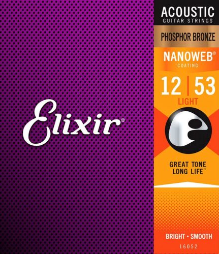 EL-16052 Elixir Nanoweb string set acoustic coated phosphor bronze, light, 012-016-024-032-042-053