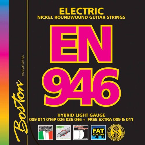 EN-946 Boston  string set electric, nickel roundwound, hybrid light, 009-011-016-026-036-046