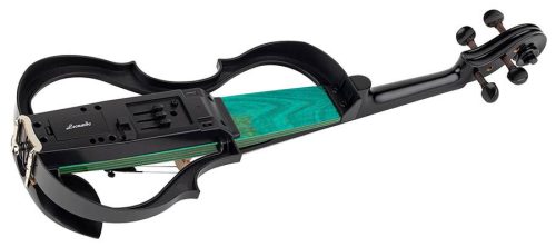 Leonardo EV-40-GN E-Geige – grünes Finish mit Blautönen, modernes Design, Vorverstärker, mit Bogen, Etui, Kopfhörer, Schulterstütze