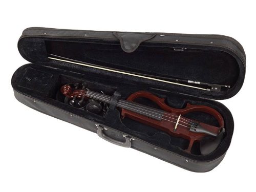 Leonardo EV-50-W E-Geige – traditionelles Design, Shadow aktives Tonabnehmersystem, mit Etui, Kopfhörer und ELS FBV-10 Bogen aus Fiberglas