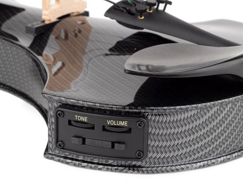 Leonardo EV-60-CB E-Geige – Elementary Serie, Hohlkörper, Shadow aktives System, Ebenholzgriffbrett & Wirbel, Carbon-Optik