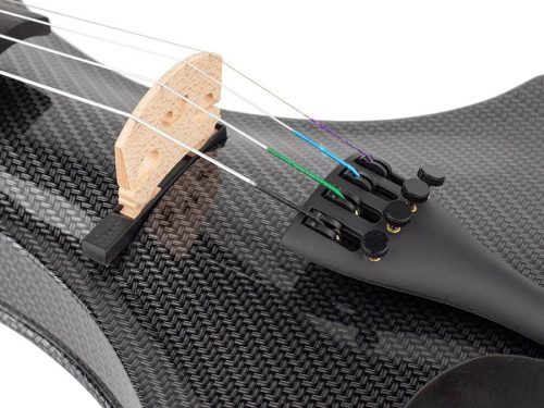Leonardo EV-60-CB E-Geige – Elementary Serie, Hohlkörper, Shadow aktives System, Ebenholzgriffbrett & Wirbel, Carbon-Optik
