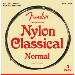   F-100-3 Fender  string set classic, clear & silver, 028-029-032-035-040-043, 3 pack