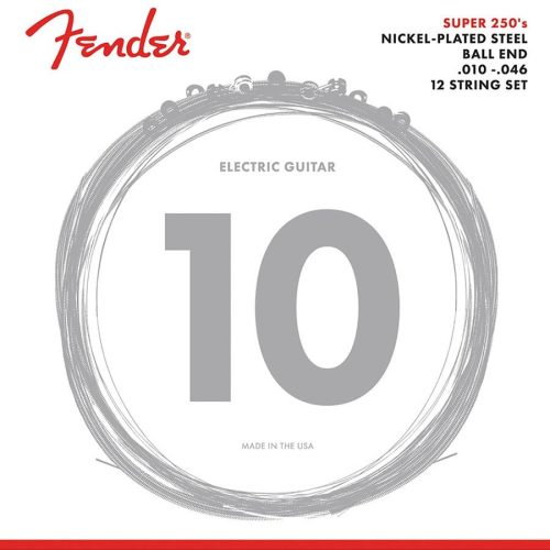 F-250-12 Fender Super 250s string set electric, nickel plated steel, 12-string, ball end, 010-046