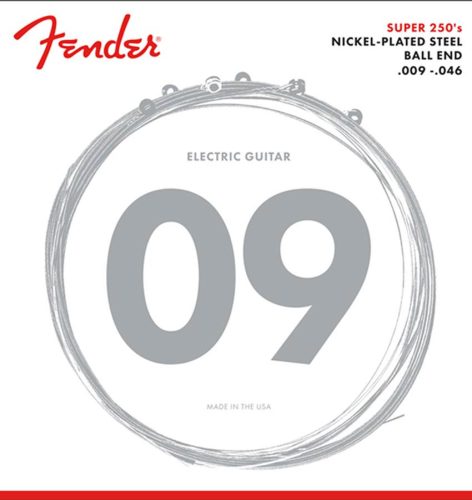 F-250LR Fender Super 250s string set electric, nickel roundwound, regular light, 009-011-016-026-036-046