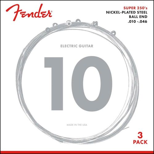 F-250R-3 Fender Super 250s string set electric, nickel roundwound, regular, 010-013-017-026-036-046, 3 pack