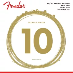   F-70-12 Fender 80/20 Bronze string set acoustic, bronze roundwound, 12-string, ball ends, 010-050