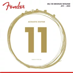   F-880CL Fender Dura-Tone Coated 80/20 string set acoustic, coated bronze, custom light, 011-015-023-032-042-052