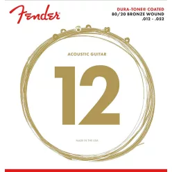   F-880L Fender Dura-Tone Coated 80/20 string set acoustic, coated bronze, light, 012-016-024-032-042-052