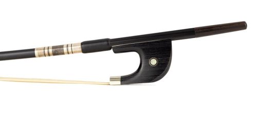 FBDG-10/34 ELS  german d. bass bow, 3/4, glass fiber/black, round, ebony frog, single eye, whalebone imitation