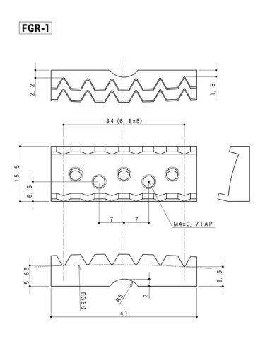 FGR-1GG Gotoh  locking nut, 41mm width, 34mm string spacing, through neck type, gold