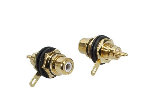 FRCA-10-BK Boston  tulp chassisdeel, female, metal gold lacker, gold contacts, 2 pcs, black ring