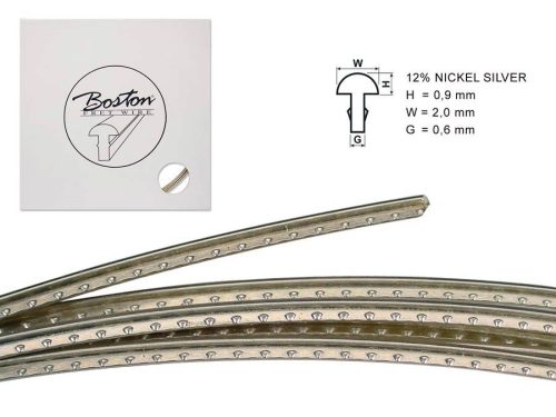 FW-0920062 Boston  fretwire, 5 m., 12% nickel silver, h=0,9 w=2,0 g=0,6mm