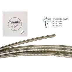   FW-0927058 Boston  fretwire, 5 m., 18% nickel silver, h=0,9 w=2,7 g=0,5mm, alternative for 6130, med. jumbo, vintage L