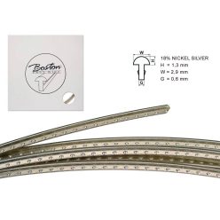   FW-1329068 Boston  fretwire, 5 m., 18% nickel silver, h=1,3 w=2,9 g=0,6mm, alternative for 6120, wide jumbo large tang